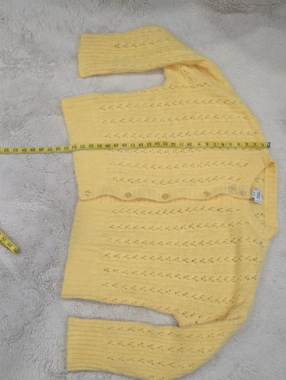 BDG Soft Yellow Openwork Button Cardigan - Picture 4 of 7